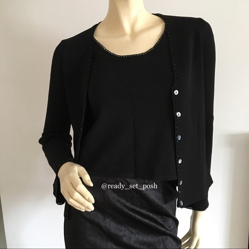 {new} Shu shu cardigan with crochet beaded trim